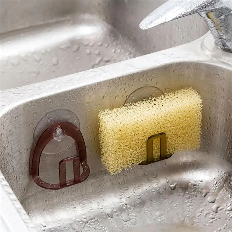 

Wall Mounted Sponge Holder Hook Bathroom Drain Rack Sponge Soap Stand