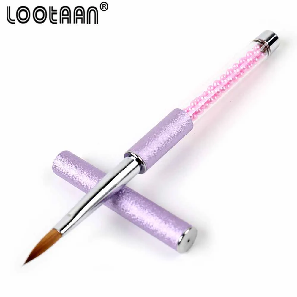 Lootaan1PC акриловая кисть для ногтей 10# овальная кусторезная кисть для дизайна ногтей колинская фиолетовая жемчужина для рисования ногтей