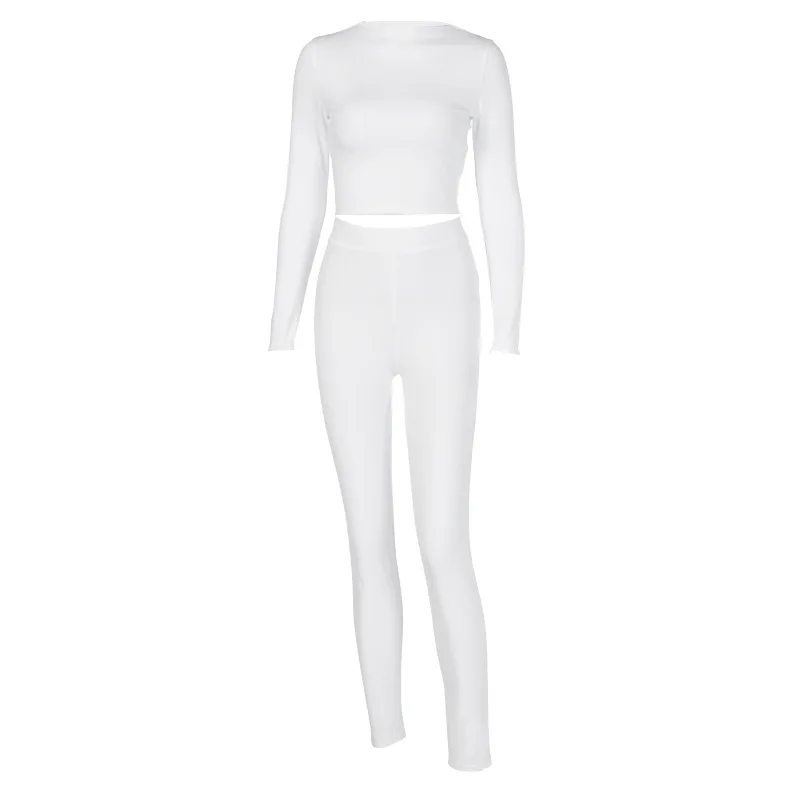 

Women 2pcs Set Sport Suit Gymwear Workout Clothes Long Sleeve Gym High Waist Leggings New Fashion Street Shooting Casual Suit