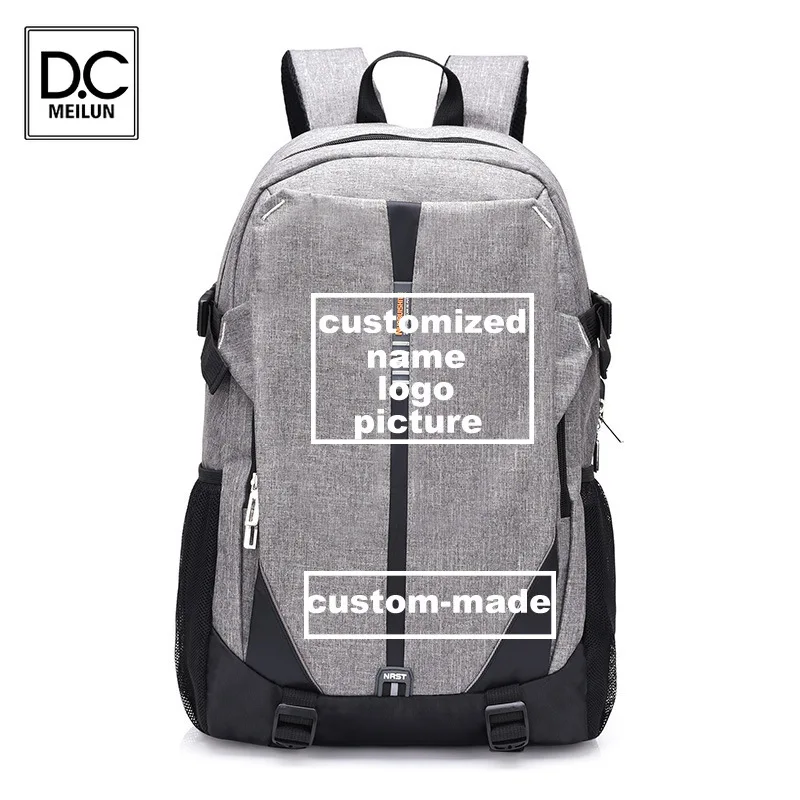

DC.meilun Customized Logo Bag USB Charging Men Backpack Large Capacity Nylon Laptop Backpack Men Computer Travel Mochila Hombre