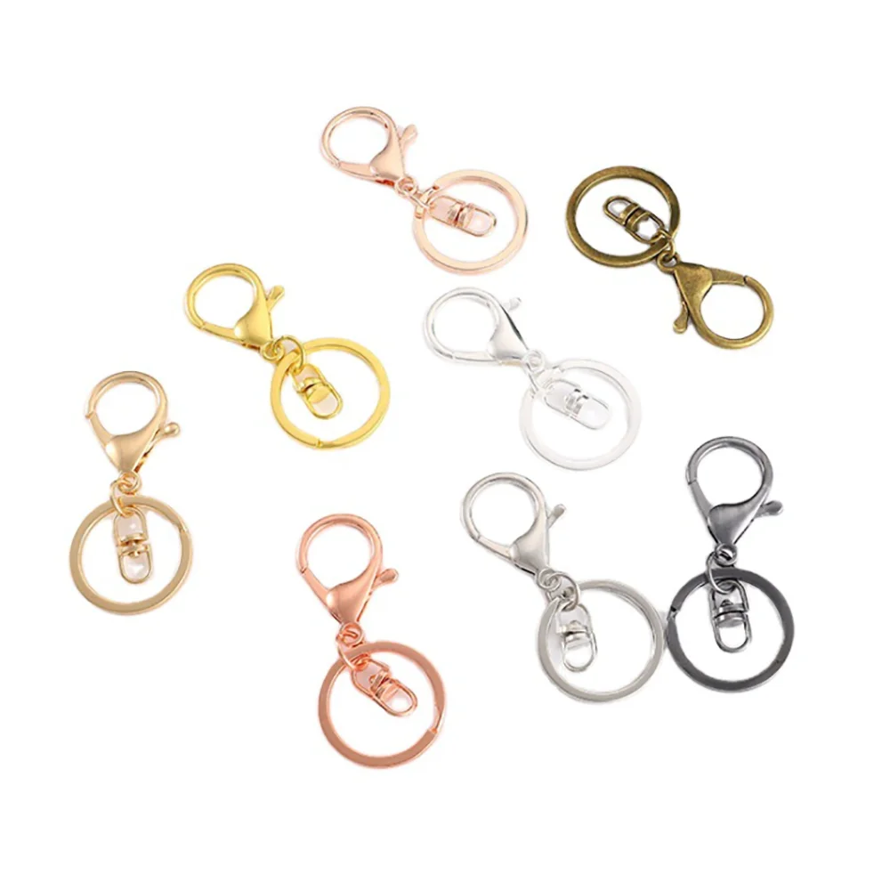 

10pcs/lot Keychains 30mm Key Ring With Plated Lobster Clasp Key Hook Chain For Jewelry Making Finding DIY Key Chains Accessories