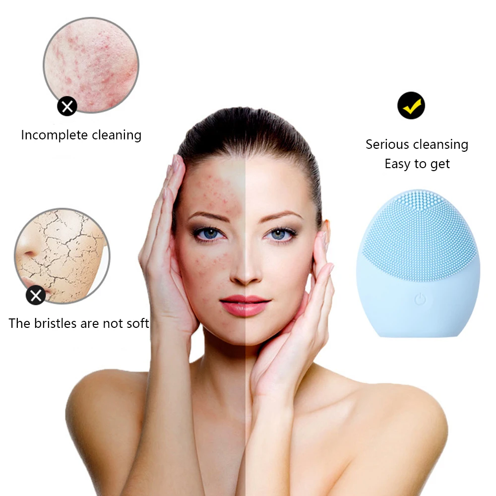 Ультразвуковая электрическая щетка для очищения лица вибрационная удаления пор
