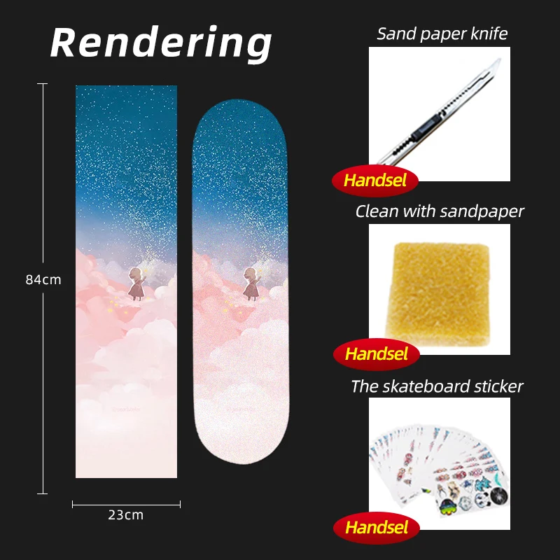 

84*23cm Double Rocker Skateboard Sandpaper Electric Deck Sandpaper Scooter skate board Skin Grip Tape Cruiser Abrasive Paper