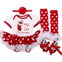 my first christmas day clothes 4 piece set for newborn baby girl short sleeve tutu romper letter print dress dots outfits 0 24m