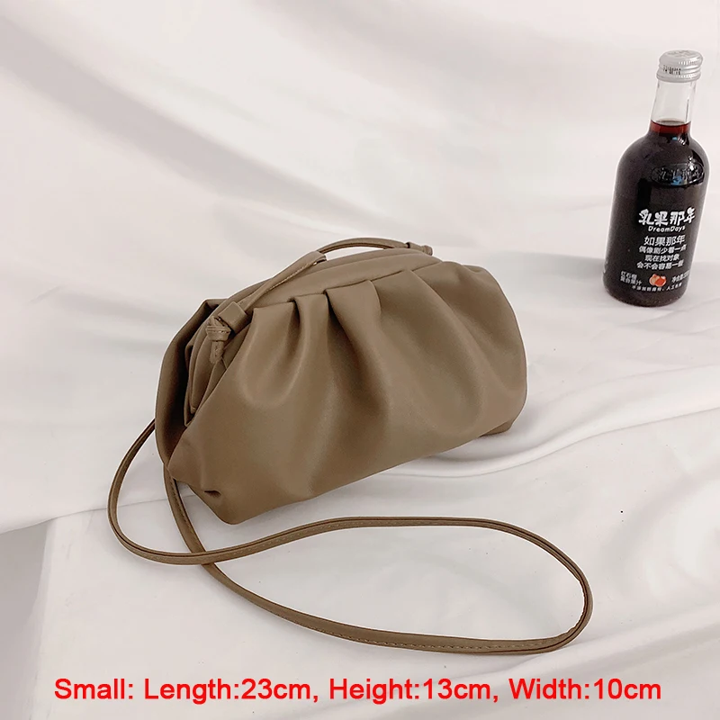Khaki S Women Simple Dumplings Messenger Bag Designer Retro New Fashion Cloud Female Crossbody Shoulder Bag Tide Handbag Clutch Bag - Цвет: Khaki S