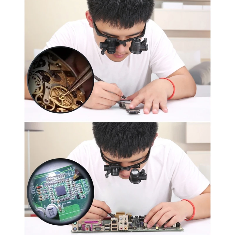 

Eight Groups of Magnification Lenses Wear Double Glasses Type Led Repair High Magnification Magnifier 16 Lenses Retailsale