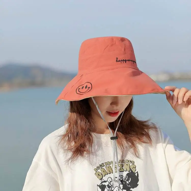 

2020 new hat female ins big eaves double-sided fisherman hat embroidery fashion small daisy sunscreen sun hat