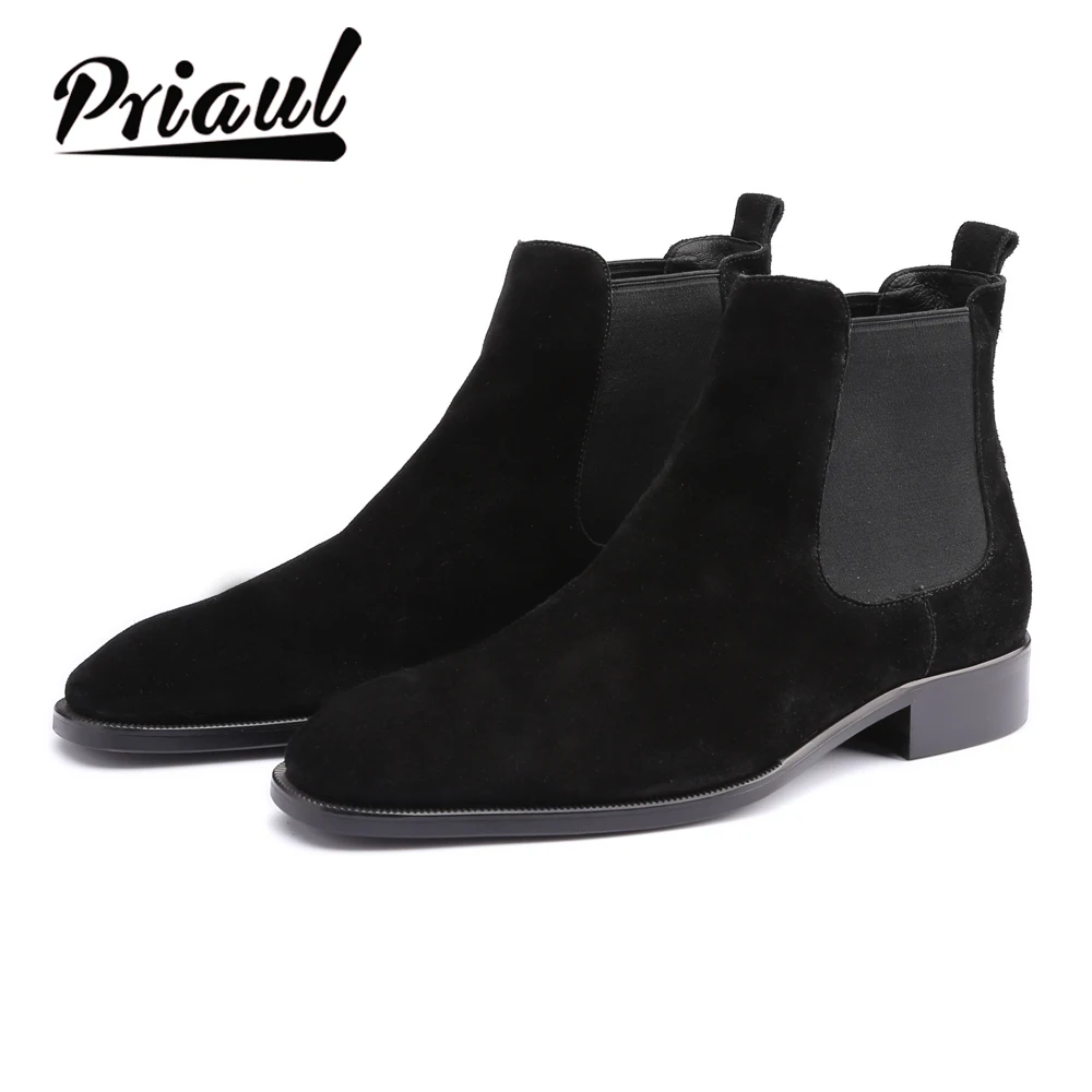 Ботинки мужские замшевые официальная обувь из натуральной кожи винтажные модные