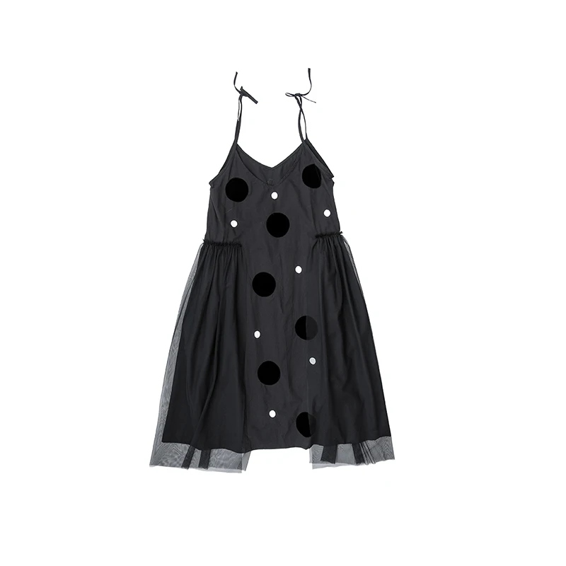 

imakokoni black suspender dress original design Japanese wild mesh long female 182308