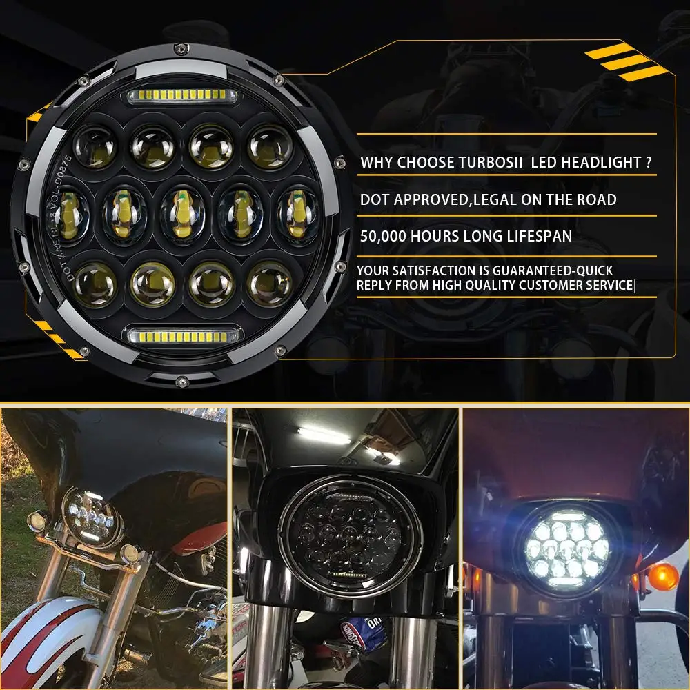 1PCS Black 7INCH 7 дюймов 75 Вт светодиодный налобный светильник для Harley, светильник для вождения+ противотуманная фара+ монтажная головка, то же самое для Jeep NIVA& мотоциклетная светодиодная фара - Испускаемый цвет: 1PCS Black 7INCH