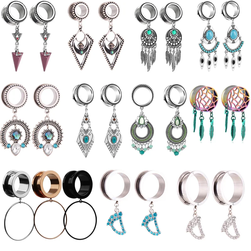 1 пара из нержавеющей стали в стиле Бохо Уха Колеи Plug серьги Модный комплект 6 30 мм