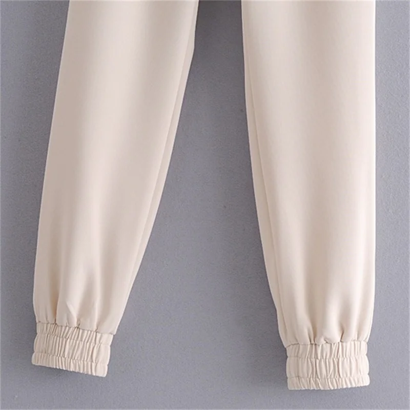 

ZXQJ Women 2021 Fashion Elastic Hem Jogging Pants Vintage With Adjustable Drawstrings Female Ankle Trousers Mujer