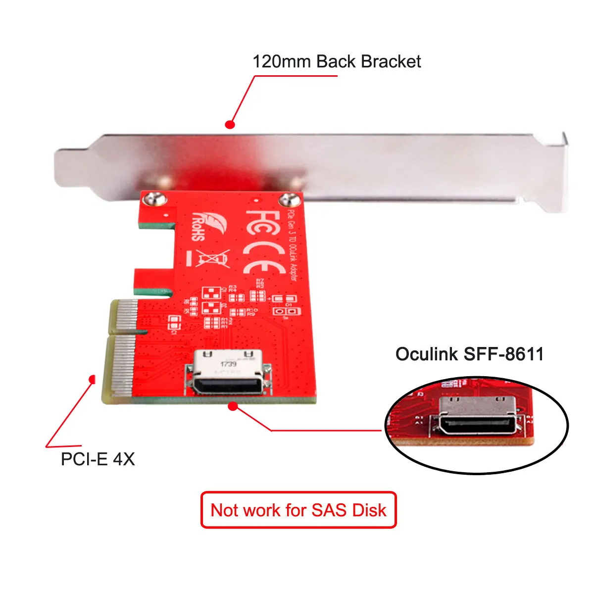 

CYSM Express 4.0 x4 to Oculink PCI-E 3.0 SFF-8612 SFF-8611 Host Adapter for PCIe SSD