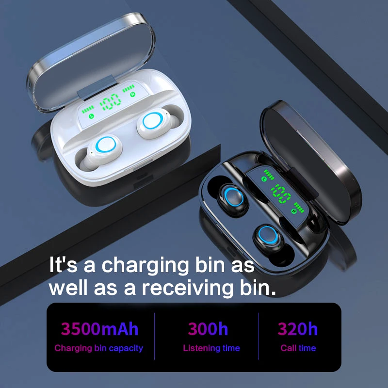 

Oringinal V5.0 Bluetooth Earphones TWS Fingerprint Touch Headset HiFI Stereo In-ear Earbuds Wireless Headphones for sport