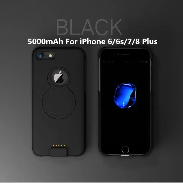 Black 2 Для iP 8/7/6 Расширенный чехол для аккумулятора телефона для iPhone 8/7/6s/6 Plus Беспроводной магнитный чехол для зарядного устройства для iPhone Xs/X - Цвет: Black 2