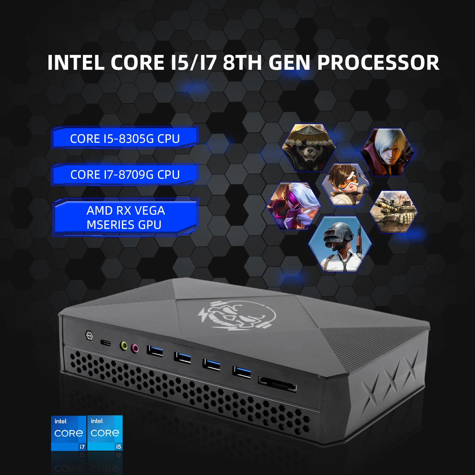 

Newest Intel Core i7 8705G i5 8305G Win10pro Linux Core i7 8709G gamer Mini PC Nuc 2*HDMI 2.0 Type-C powerful computer m.2 WIFI