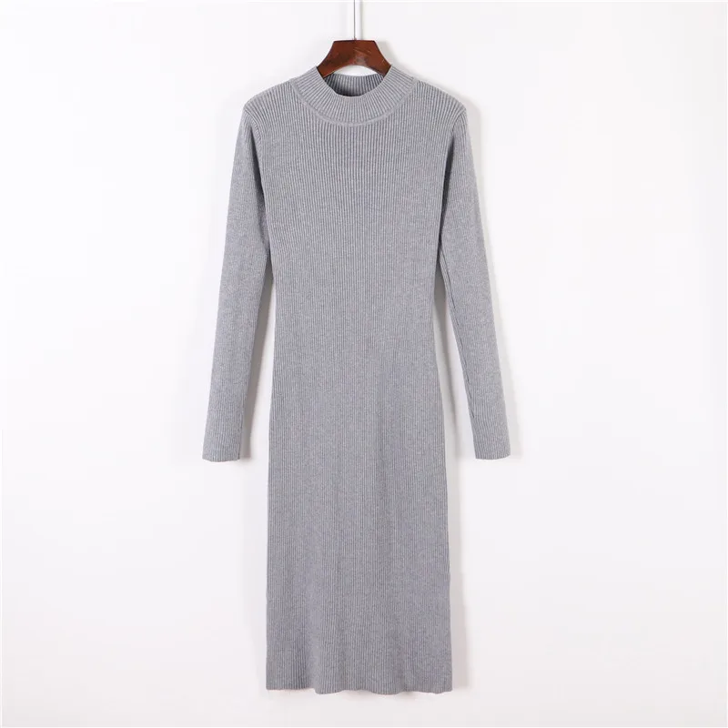 Элегантное Длинное платье свитер из органической кожи с высоким воротником