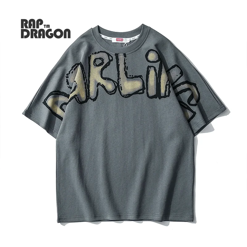 

Hip Hop T-shirt Harajuku Oversized Streetwear 2021 Summer Print Letter New Fashion Men's Clothing Round Neck Short Sleeve Top