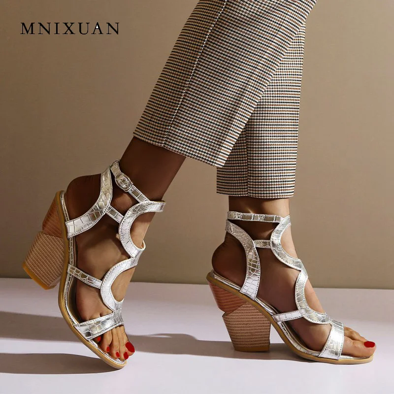 Женские сандалии-гладиаторы на высоком каблуке туфли танкетке с открытым носком