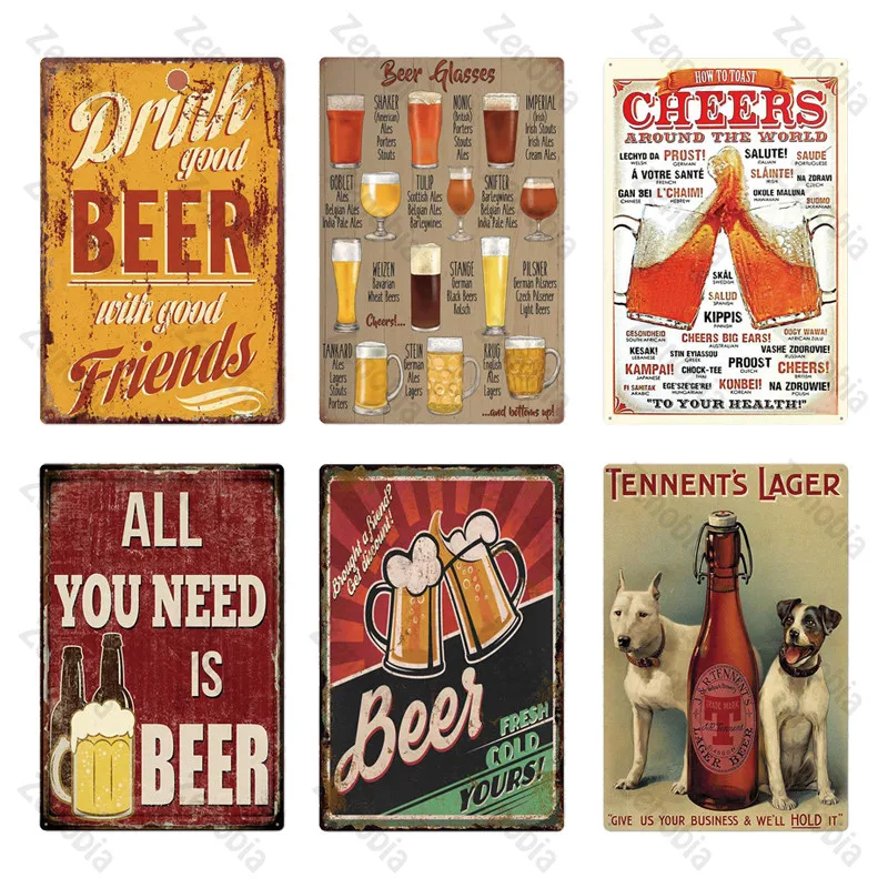 Доска Металл Винтаж пива металлический знак жестяной паба Настенный декор для