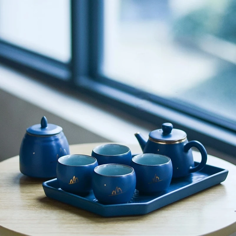 Креативный китайский офисный чайный набор роскошная Простая Современная чайная
