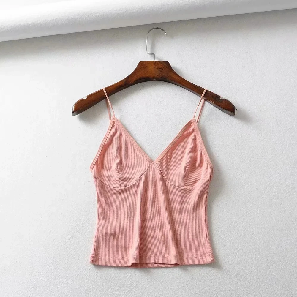 Кроп-Топ женский трикотажный эластичный однотонный в стиле ретро | Женская