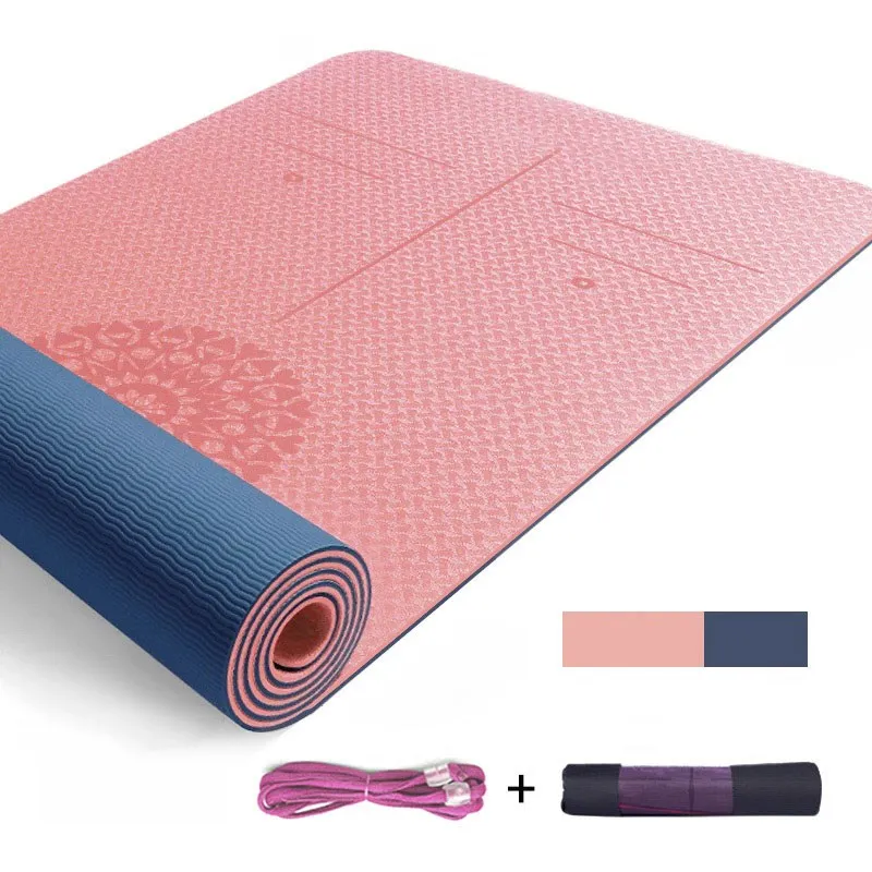

TPE Yoga Mat Non-slip Fitness Pilates Sports Mats Exercise At Home With Position Line For Gymnastics Gym