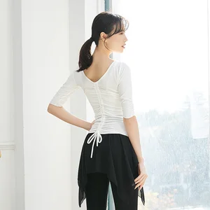 Женский костюм для танца живота, футболка из модала с коротким рукавом, одежда для восточных латинских танцев