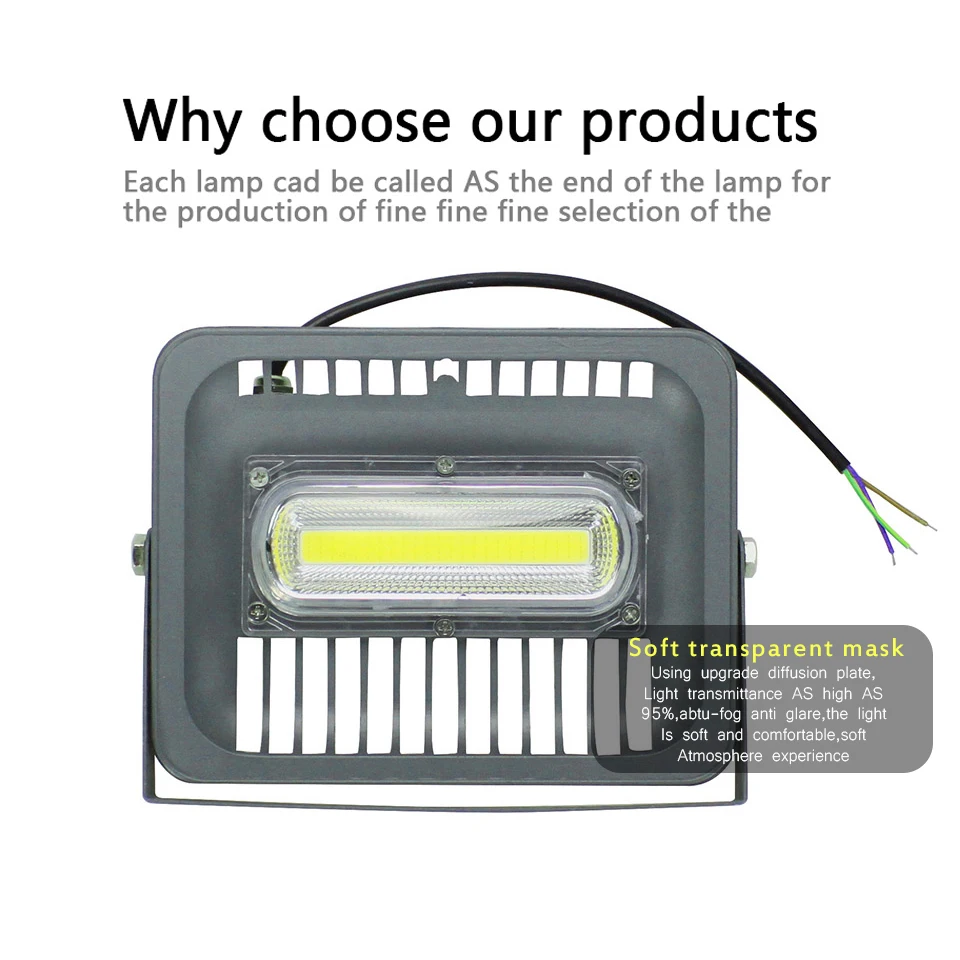

AC220V 30w 50w 100w 150W Real Watt LED Flood Light COB Chip Replacement Waterproof IP65 Spotlight For Garden Landscape Security