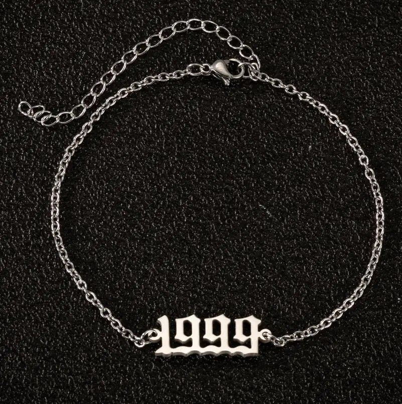 Браслеты и браслеты в стиле панк для свиданий Femme 1980-2000 цепочка из нержавеющей