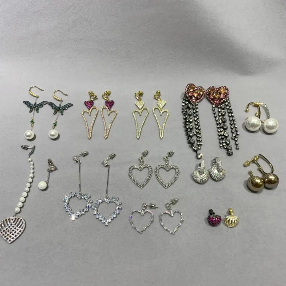 

cubic zircon heart drop earring copper fashion women jewelry free shipping