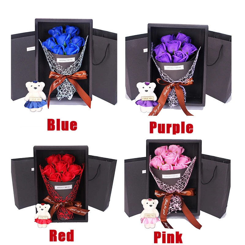 

Simulation Rose Handmade Soap Flower Bouquet with Gift Box Wedding Christmas Birthday Gift PAK55