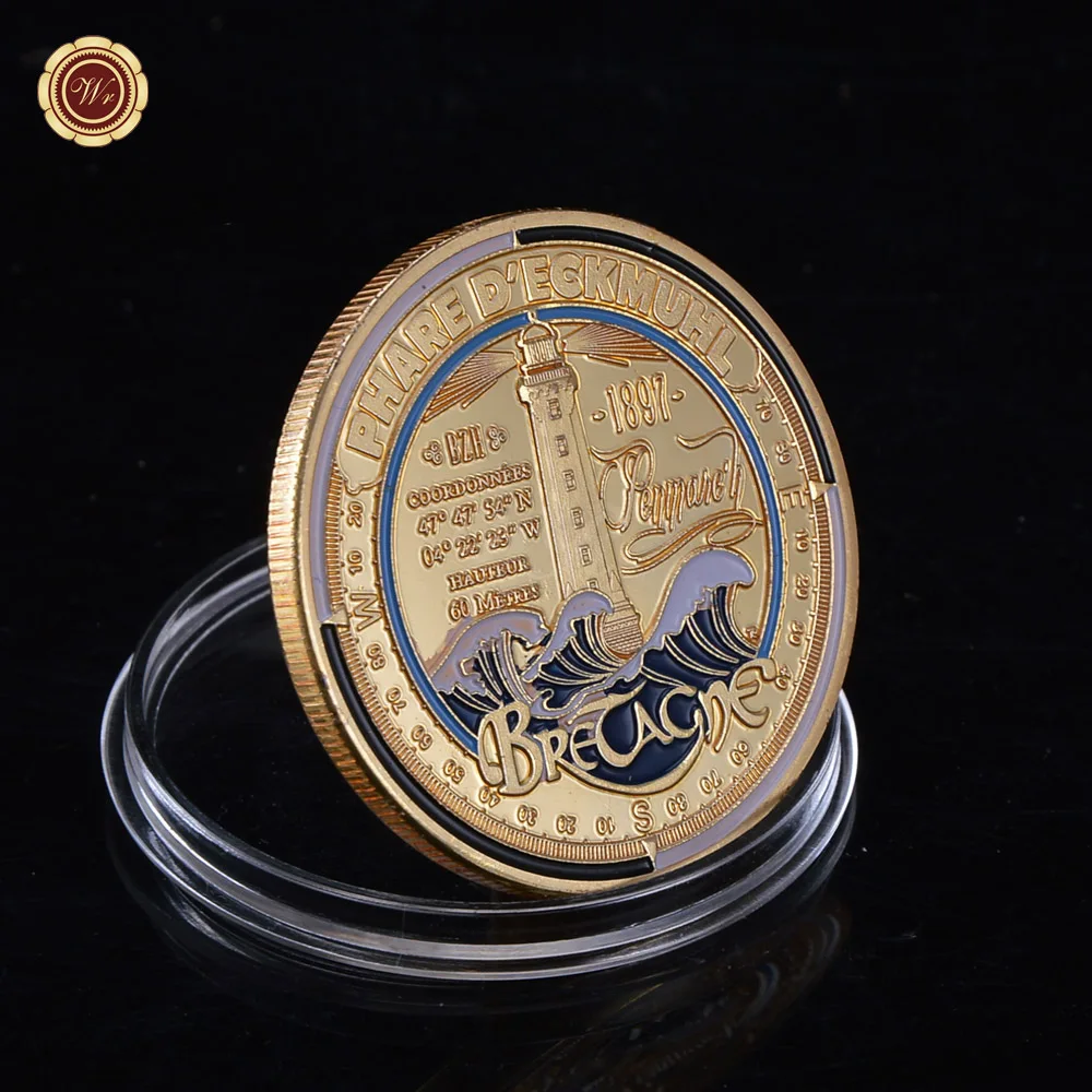 WR Цветная монета позолоченная Бретань морская беговка D'eckmuhl|coin necklaces|challenge coins