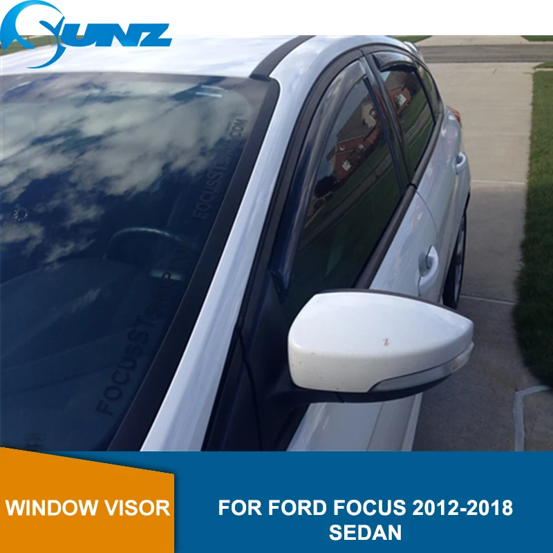 Для FORD FOCUS 2012- черный оконный козырек Дефлектор Дождь гвардии для FORD FOCUS 2012 2013 седан SUNZ