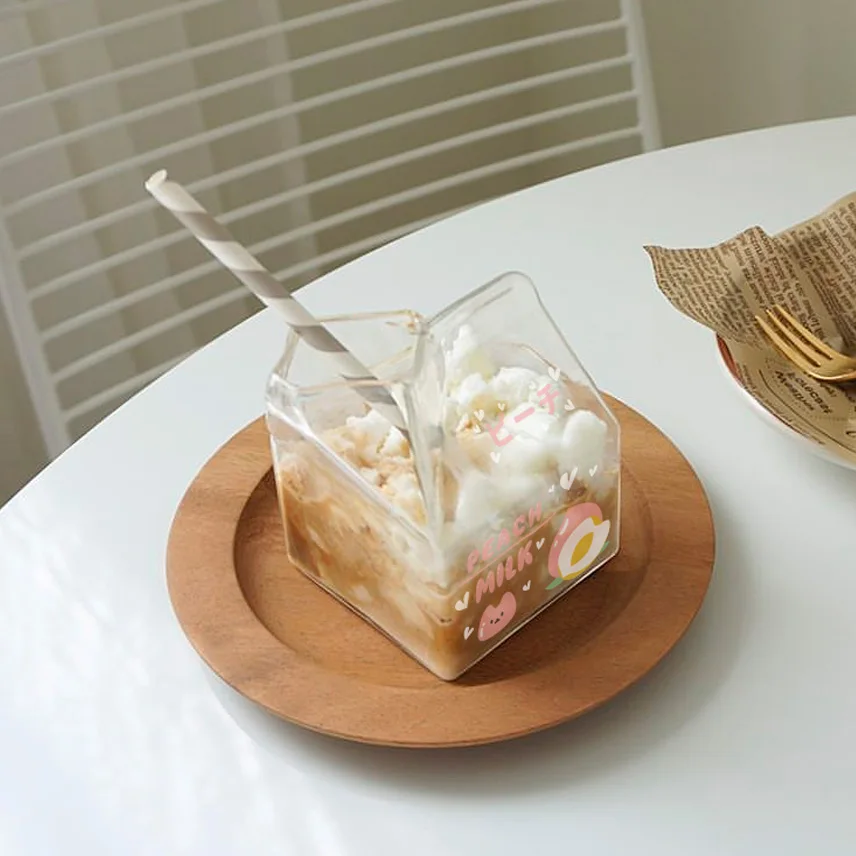 Квадратная стеклянная кружка для молока в японском стиле термостойкая Кружка 380