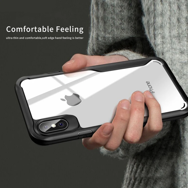 Противоударный защитный чехол для iPhone 11 Pro XR XS 8 7 Plus прозрачный из ТПУ 6 6S Max