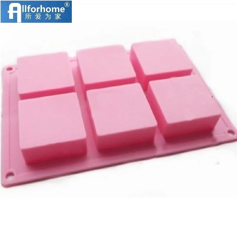 Плоская квадратная силиконовая форма для мыла с 6 отверстиями выпечки тортов
