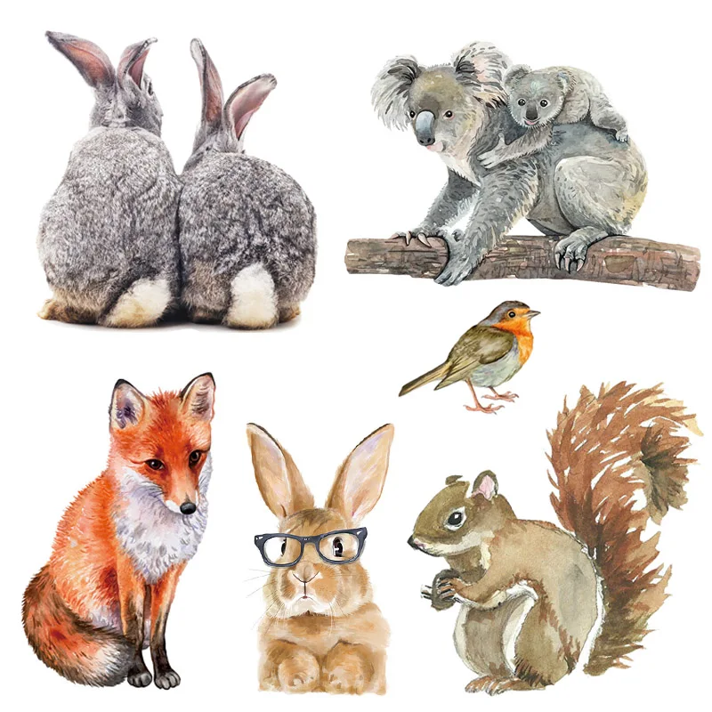 Одежда с изображением милых животных кролика лисы Наклейка Настенная птицей