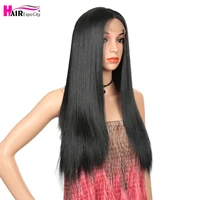 26 long straight wig synthetic lace wigs for black women heat resistant nature black middle part hair expo city