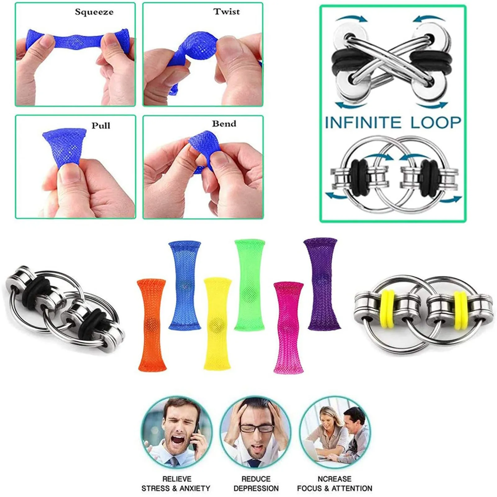 

17pc Toy Set Cheap Sensory Toys Pack For Kids Or Adults Figetget Toys Pack Figit Toys Set Edc Stress Relief Push Bubble Fi