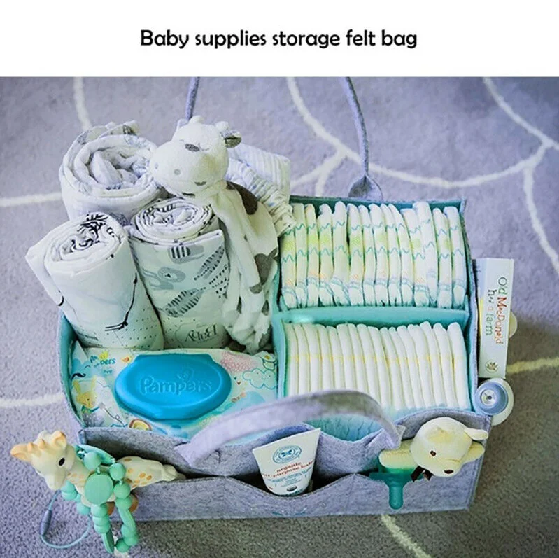

Felt Cloth Storage Bag Foldable Baby Large Size Diaper Caddy Changing Table Organiser Toy Storage Basket Car Organizer kid