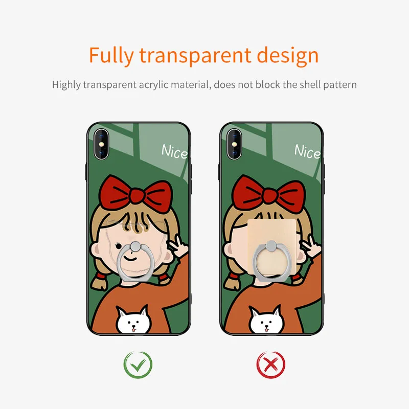 

Diamond Clear Cat Finger Ring Mobile Phone Stand Holder For iPhone XS Huawei cell Smart Round Phone Ring holder Car Mount Stand