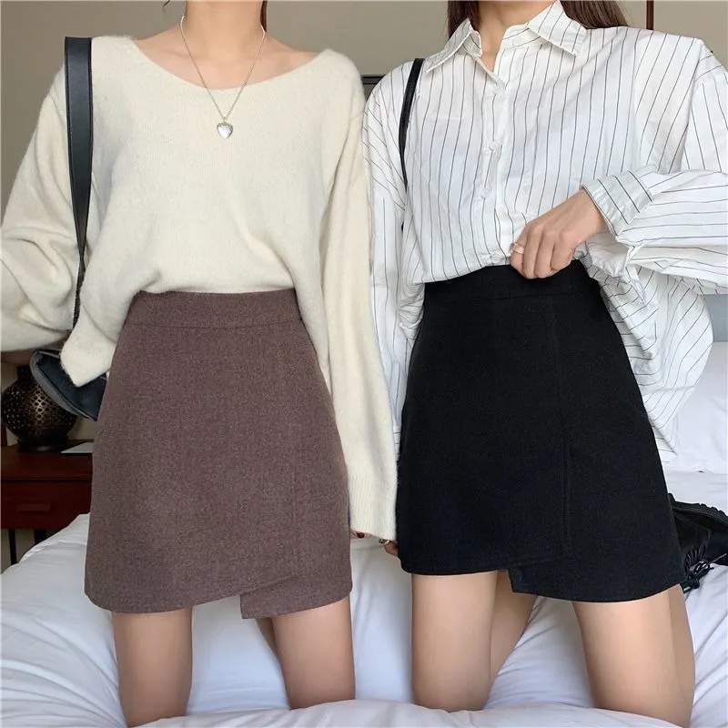 

Skirts Women Short Pants Plus Size Trendy Irregular Elegant Hem Patchwork Friend Female Harajuku Ulzzang Chic Mini Skirt