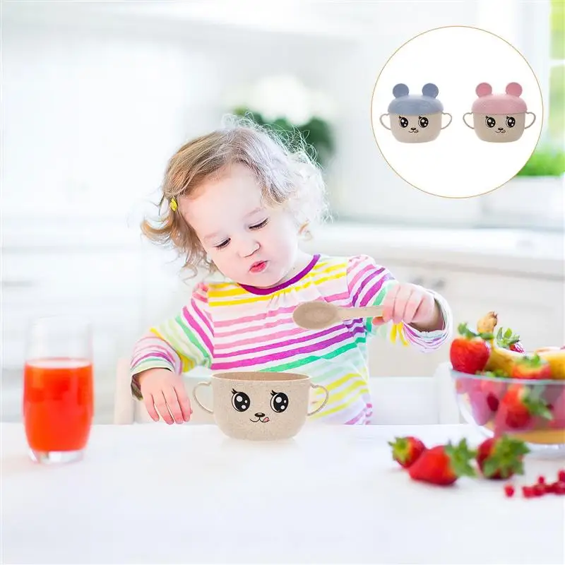 

2 Sets Baby Bowls Break Resistant Baby Feeding Bowls with Lid and Spoon