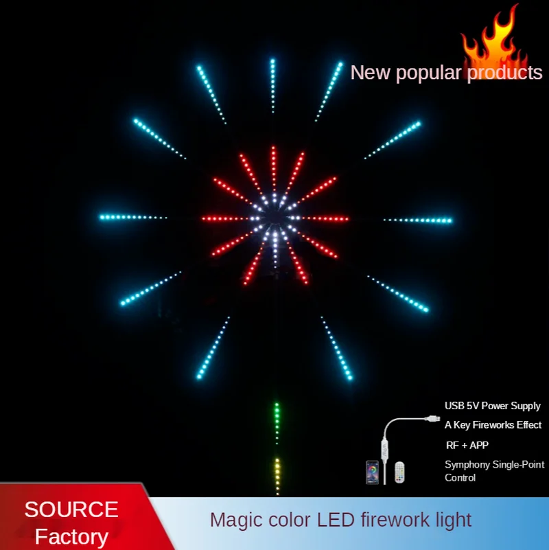 

New Product LED Firework Lights with Marquee Running Water Sound and Light Linkage Rhythm Interactive Firework String Decoration