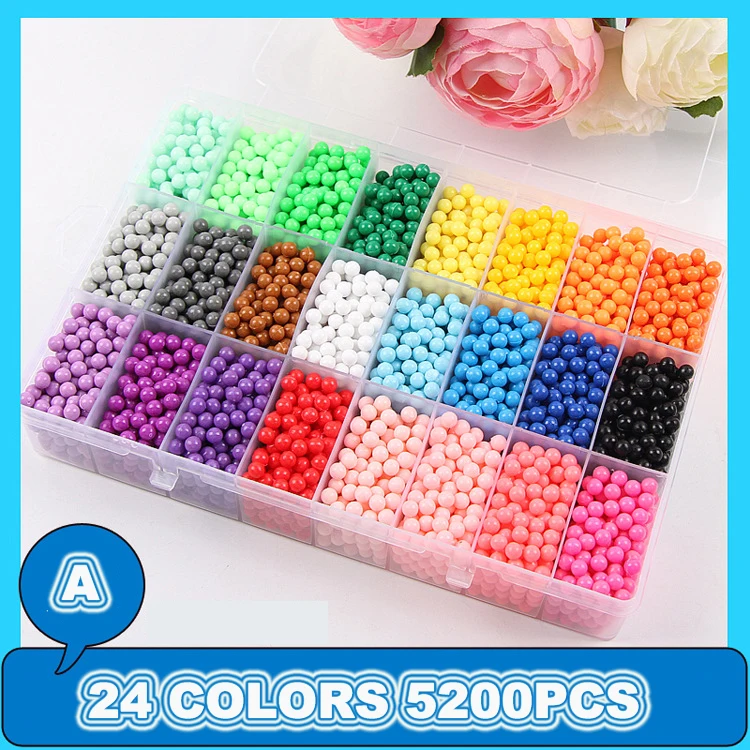 

DIY Water Spray Beads Set 6000pcs 24colors Beads Puzzle Crystal Color Ball Games 3D Handmade Kids Magic Toys for Children