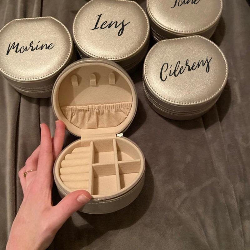 Personalized Jewelry Box Custom Bridesmaid Bachelorette Wedding Party Anniversary Gift Travel Jewellery Case Leather Ring Box