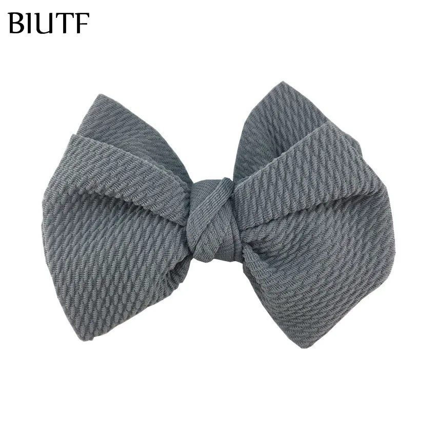 2-gray 5 шт./лот 4,5 ''в крепированную полоску вафельный бант для волос с/без зажима для детей повязка на голову ткань Barerres заколки для волос" сделай сам "для девочек Головные уборы HDJ157 - Цвет: 2-gray