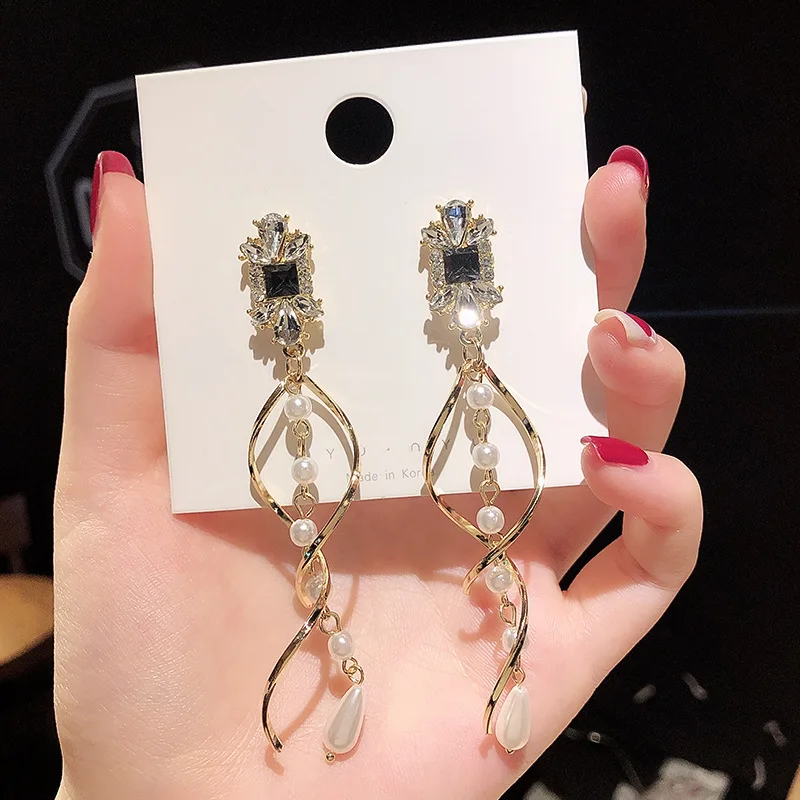 

Wholesale Long Earrings Women's Pearl Zircon Jewelry for Women