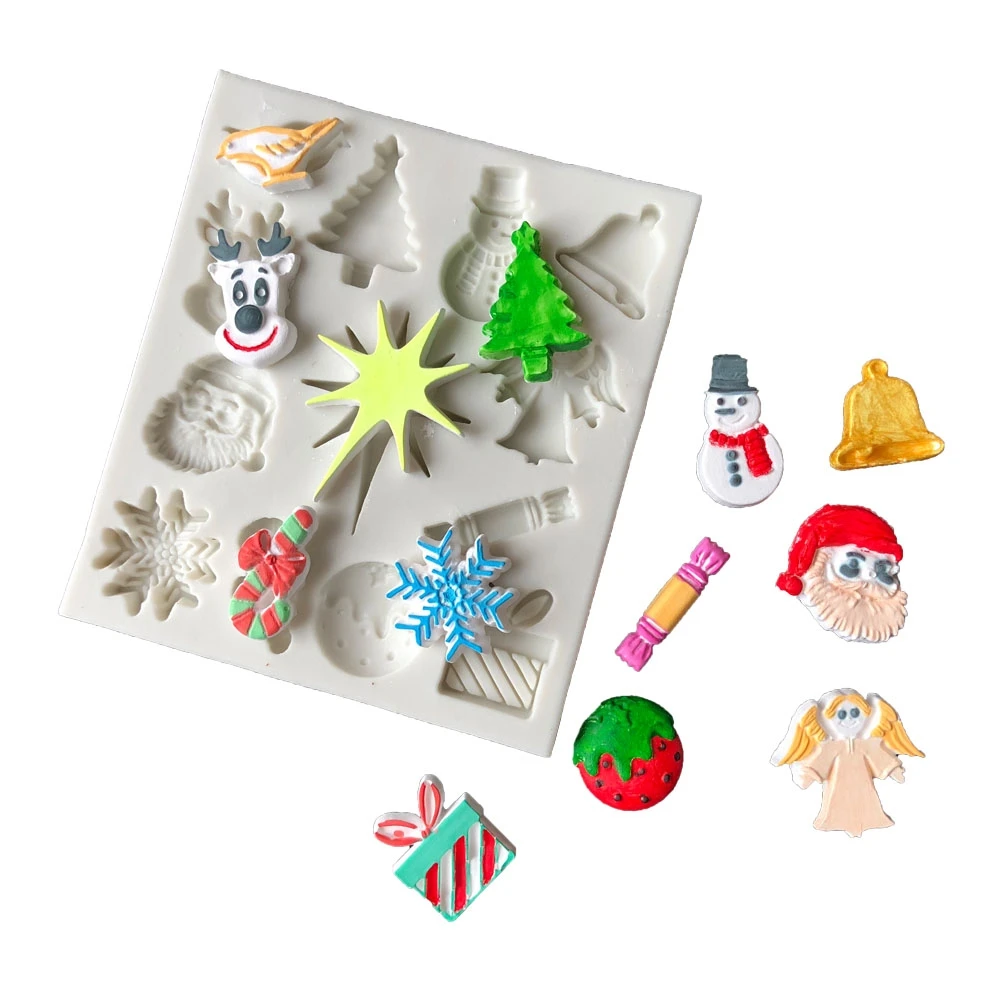 

Christmas Series Snowflake Elk Santa Shape Fondant Cake Mold Chocolate Fudge Tool